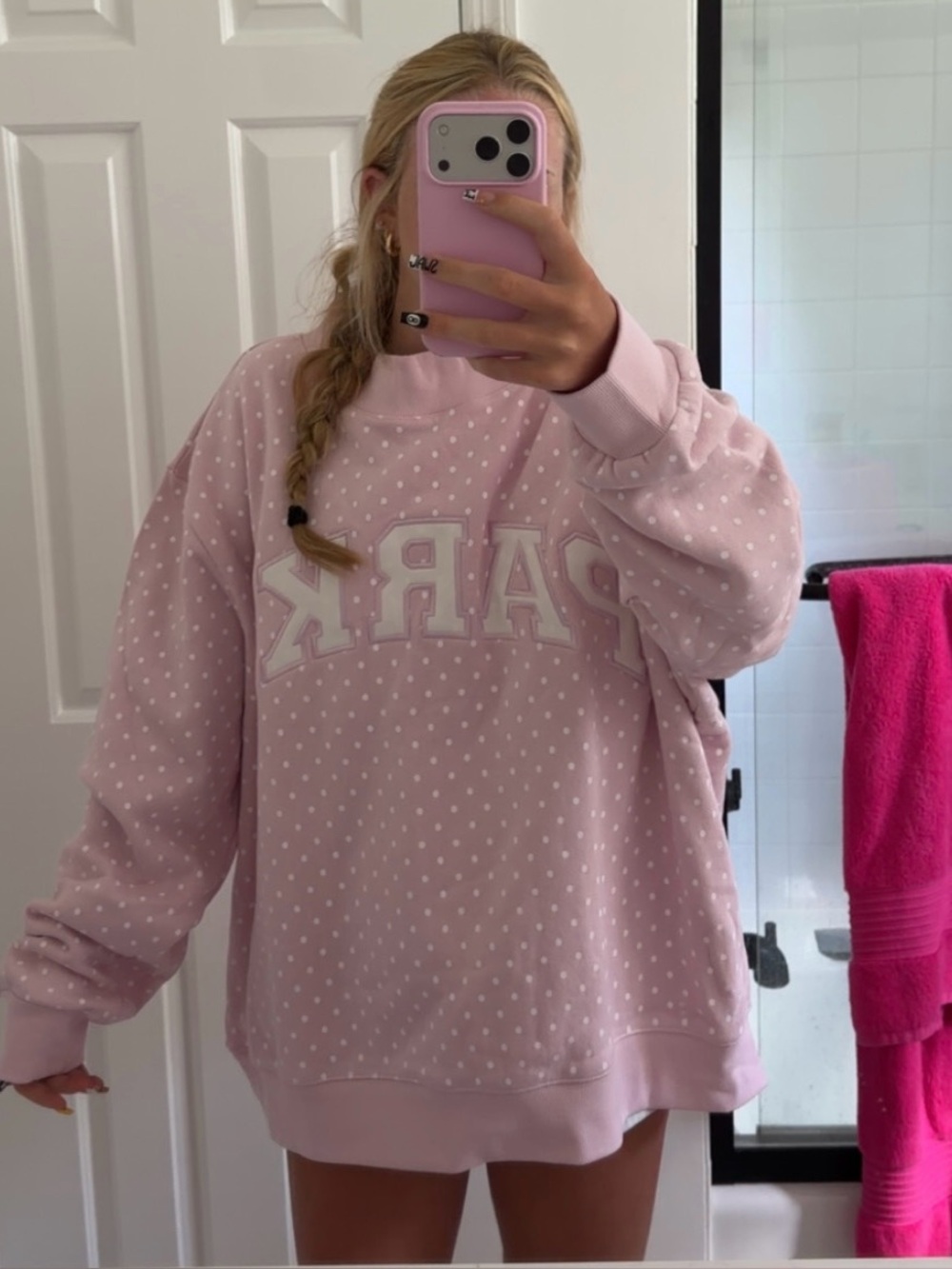 Parke pink polka dot pink mock neck xxl new